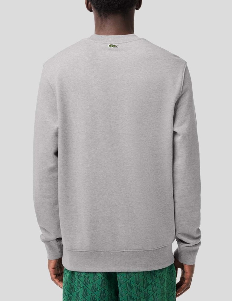 Felpa LACOSTE sciolta in forma monogramma stampato argente chine